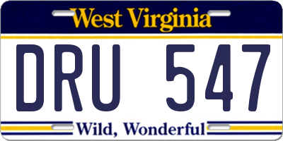 WV license plate DRU547