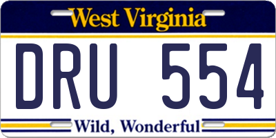 WV license plate DRU554