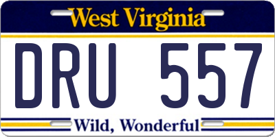WV license plate DRU557