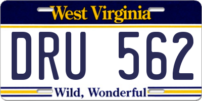 WV license plate DRU562