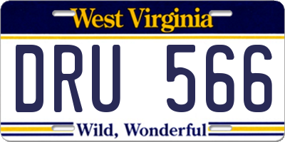 WV license plate DRU566