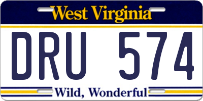 WV license plate DRU574