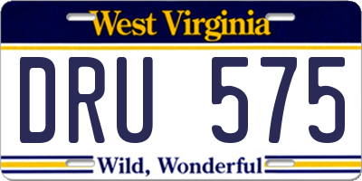 WV license plate DRU575