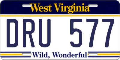 WV license plate DRU577