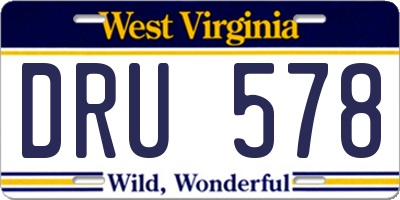 WV license plate DRU578