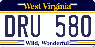 WV license plate DRU580