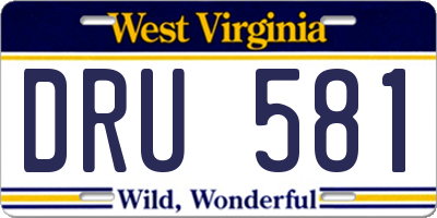 WV license plate DRU581