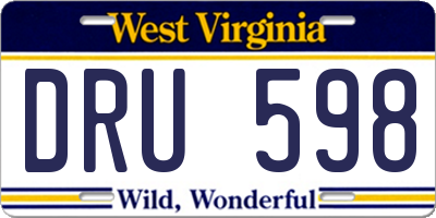 WV license plate DRU598