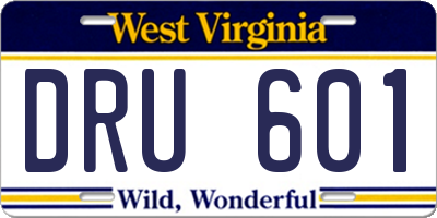 WV license plate DRU601