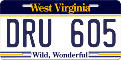 WV license plate DRU605