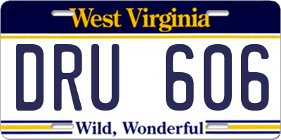 WV license plate DRU606