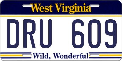 WV license plate DRU609