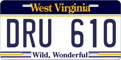 WV license plate DRU610