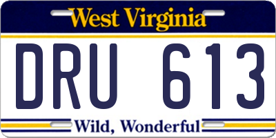 WV license plate DRU613