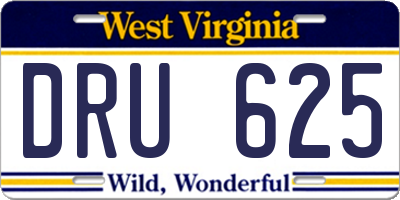 WV license plate DRU625