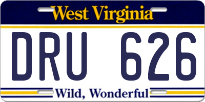 WV license plate DRU626