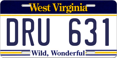 WV license plate DRU631