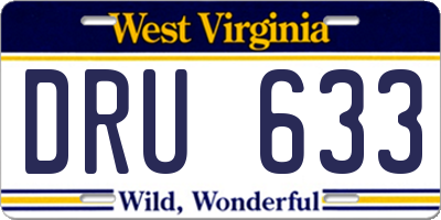 WV license plate DRU633