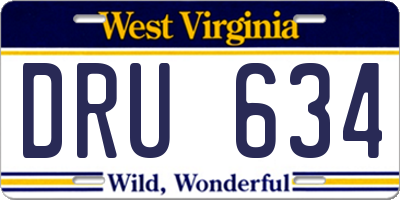 WV license plate DRU634