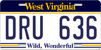 WV license plate DRU636