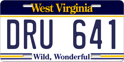 WV license plate DRU641