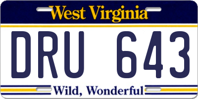 WV license plate DRU643