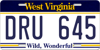 WV license plate DRU645