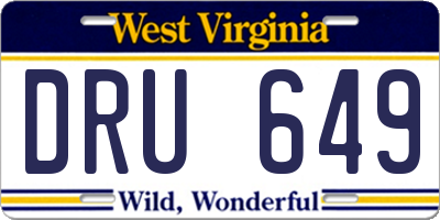 WV license plate DRU649