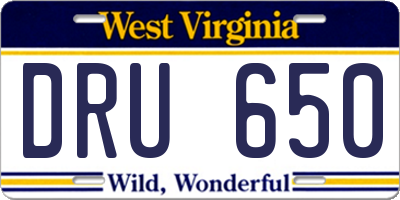 WV license plate DRU650