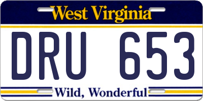 WV license plate DRU653