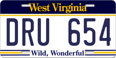 WV license plate DRU654