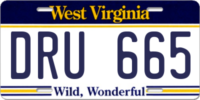 WV license plate DRU665