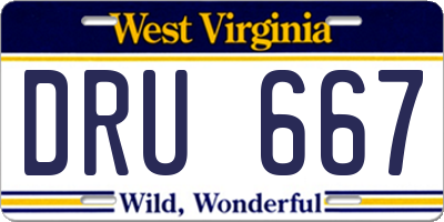 WV license plate DRU667