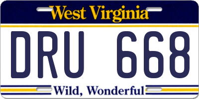 WV license plate DRU668