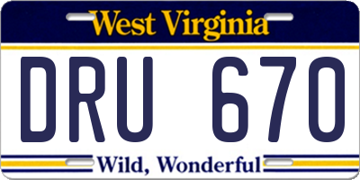 WV license plate DRU670