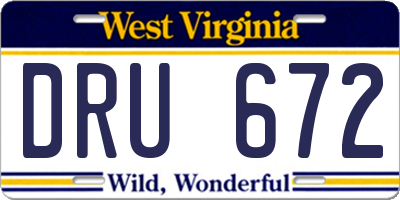 WV license plate DRU672