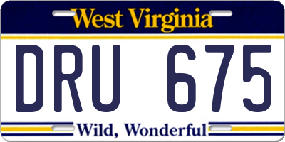 WV license plate DRU675