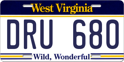WV license plate DRU680