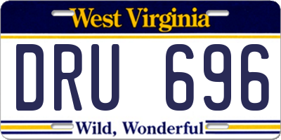 WV license plate DRU696
