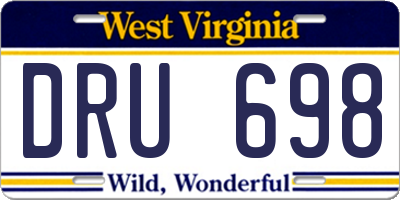 WV license plate DRU698