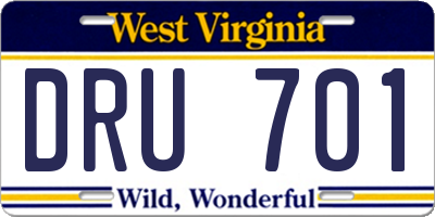 WV license plate DRU701