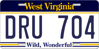 WV license plate DRU704