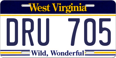 WV license plate DRU705