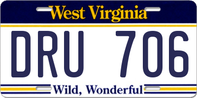WV license plate DRU706