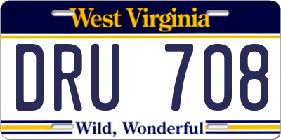 WV license plate DRU708