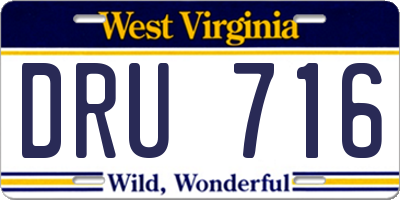 WV license plate DRU716