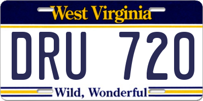 WV license plate DRU720