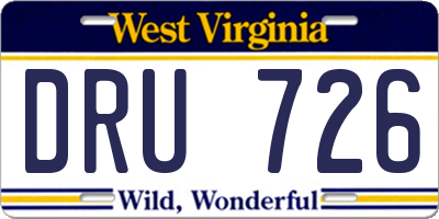 WV license plate DRU726