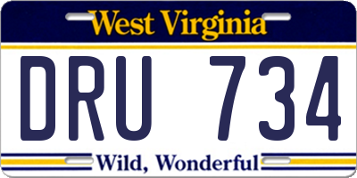 WV license plate DRU734