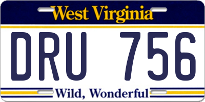 WV license plate DRU756